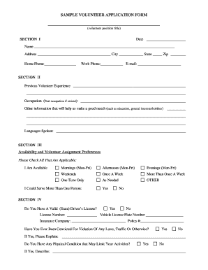 Volunteer Application Form