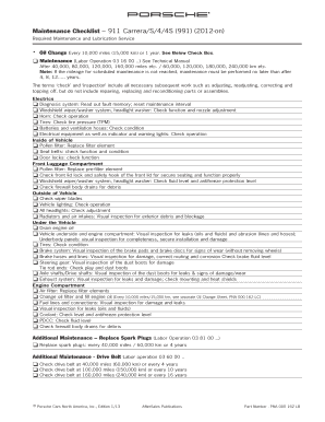 Porsche 911 Maintenance Checklist