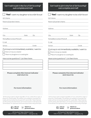 Girl Scout Registration Form