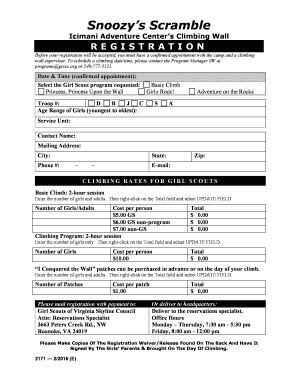 Girl Scouts Climbing Wall Registration Waiver