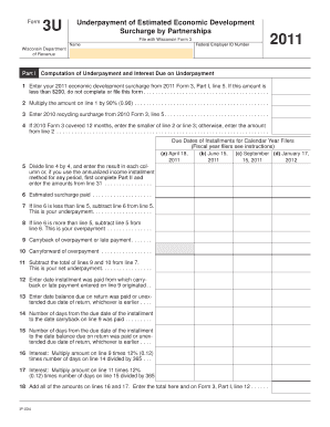 Wisconsin Form 3U Underpayment of Estimated Economic Development Surcharge