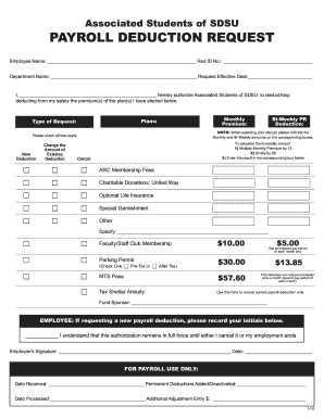 SDSU Payroll Deduction Request