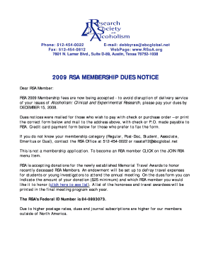 2009 RSA Membership Dues Notice