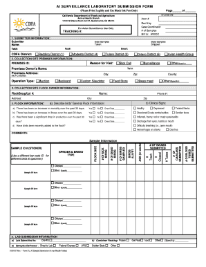 California Avian Surveillance Lab Submission Form