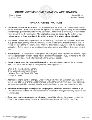Illinois Crime Victims Compensation Application