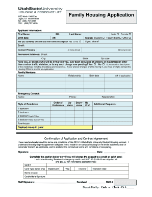 Utah State University Family Housing Application