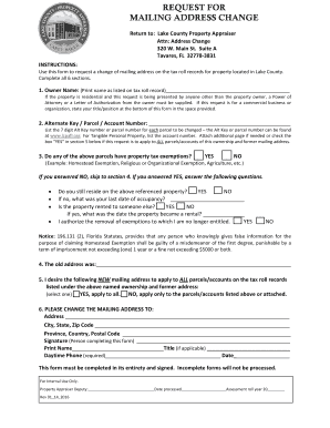 Lake County Property Mailing Address Change Form