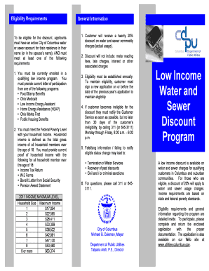 City of Columbus Low Income Discount Application