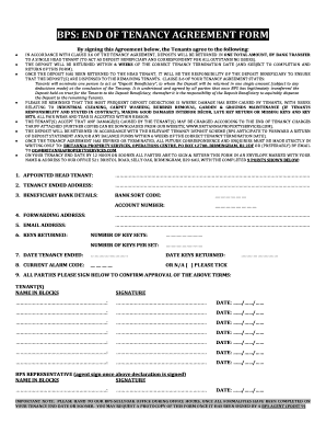 End of Tenancy Agreement Form