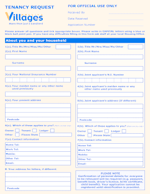 UK Tenancy Application Form