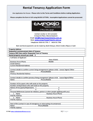 Rental Tenancy Application Form
