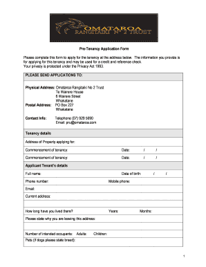 Pre-Tenancy Application Form