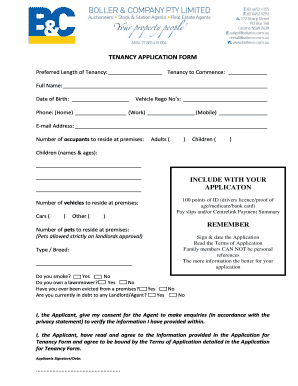 Tenancy Application Form