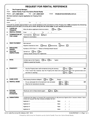 Rental Reference Request Form