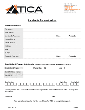 Landlord Request to List Tenant