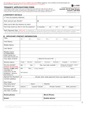 UK Tenancy Application Form