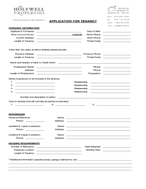 Application for Tenancy