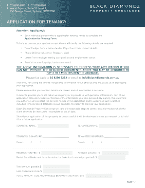 Application for Tenancy