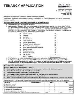 Australian Tenancy Application Form