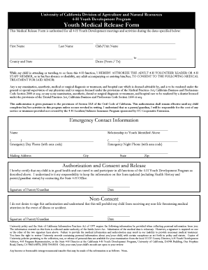 4-H Youth Medical Release Form