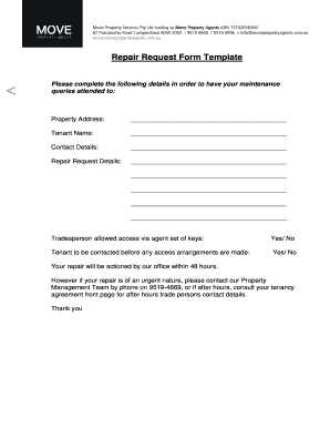Repair Request Form Template