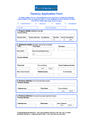 UK Tenancy Application Form