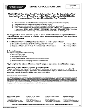 Queensland Tenancy Application Form