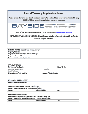 Rental Tenancy Application Form