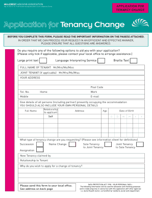 Hillcrest Tenancy Change Application