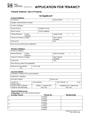 Application for Tenancy