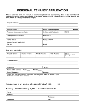 UK Tenant Application Form