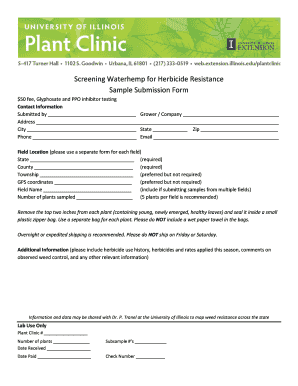 Waterhemp Herbicide Resistance Screening Form