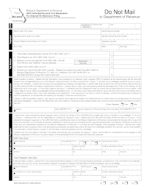 Missouri Individual Income Tax Declaration Form MO-8453