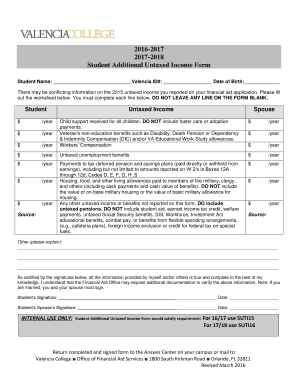 2016-2017 2017-2018 Student Additional Untaxed - valenciacollege