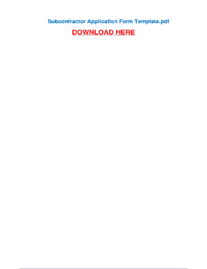 Subcontractor Application Form