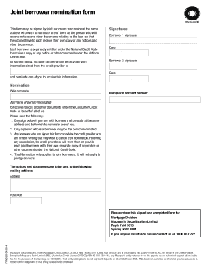Joint Borrower Nomination Form