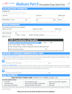 Medicare Part D Prescription Drug Claim Form