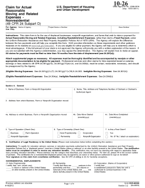 HUD-40055 Form - Claim for Actual Moving and Related Expenses