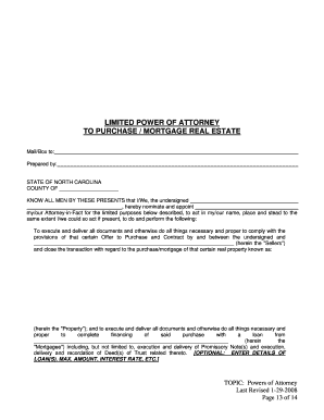 Limited Power of Attorney for Real Estate Purchase