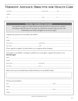 Vermont Advance Directive for Health Care