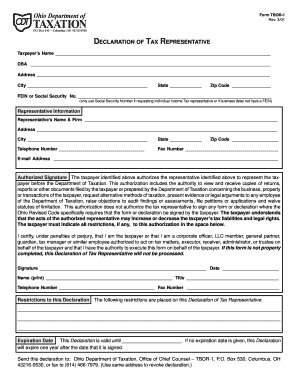 Ohio Declaration of Tax Representative