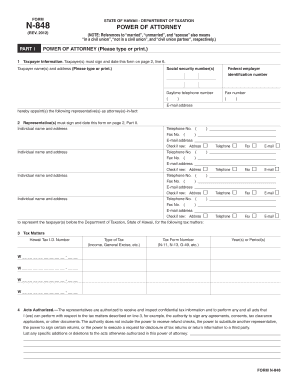 Hawaii Power of Attorney Form N-848