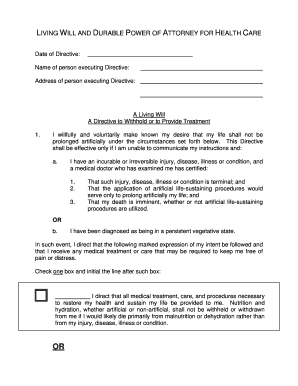 Living Will and Durable Power of Attorney for Health Care