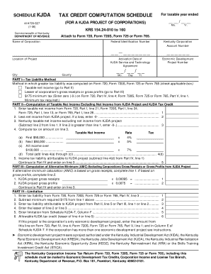 Kentucky KJDA Tax Credit Computation Schedule