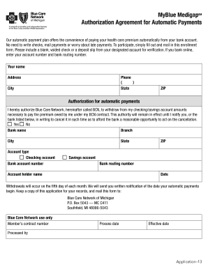 Blue Care Network Medigap Authorization Agreement
