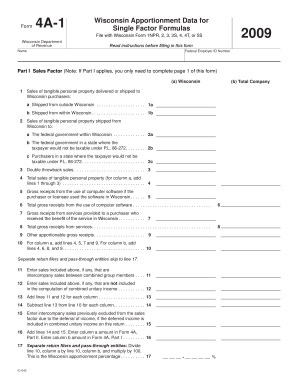 Wisconsin Form 4A-1 Apportionment Data
