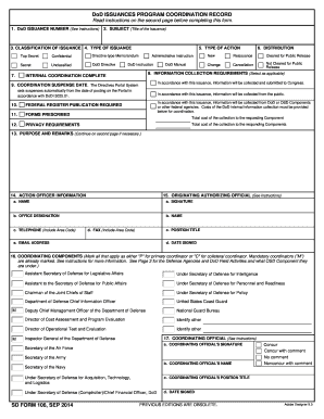DoD Issuances Program Coordination Record
