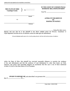 Affidavit for Service by Posting of Notice