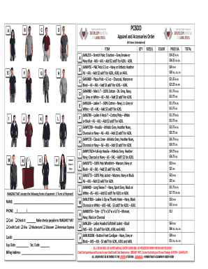 Apparel and Accessories Order Form