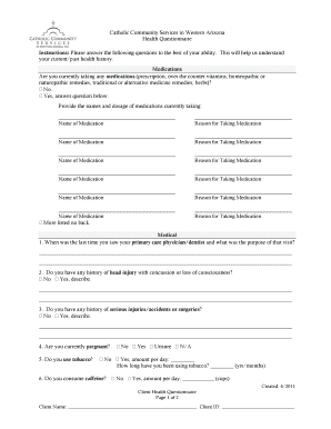 Health Questionnaire